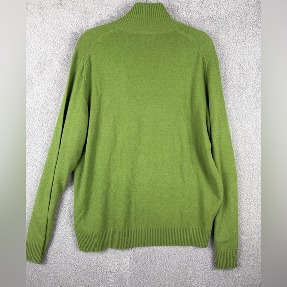 J Crew men’s lambs wool half zip sweater green size XL preowned - Picture 5 of 8